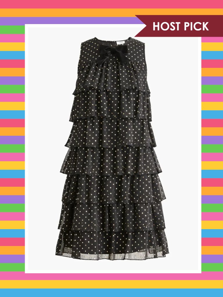 J. Crew Factory Gold Polka Dot Tiered Mini Dress (10) - Nwt